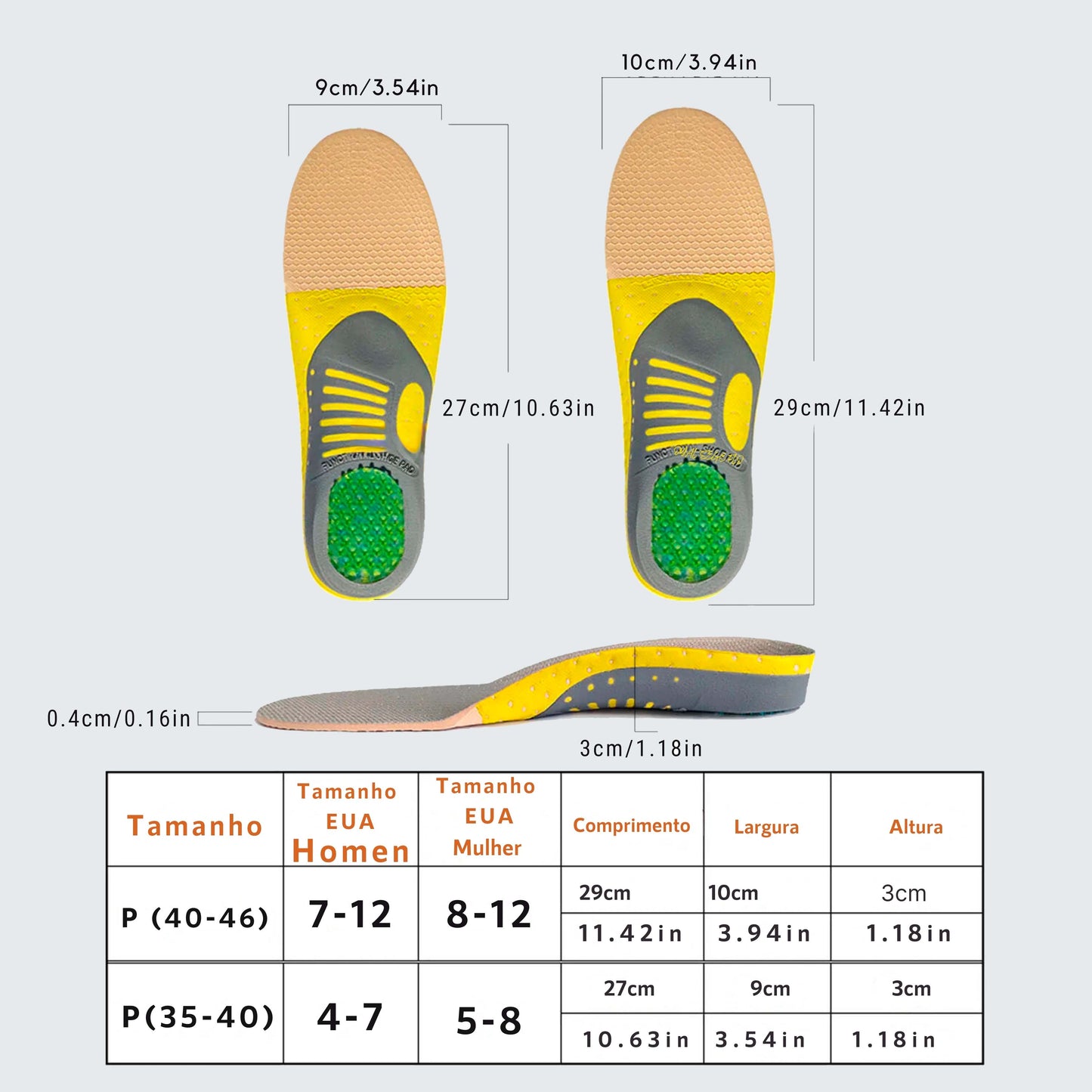 Palmilha Ortopédica UltraGel